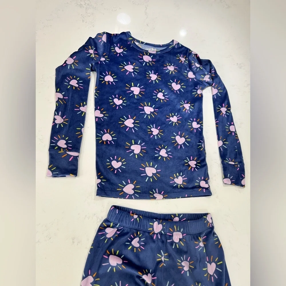 Cat & Jack Kids Pajama Set - Navy with Pink Hearts